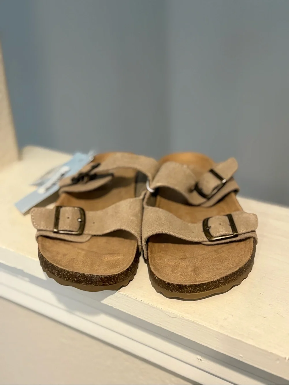 Cat & Jack Size 1 Youth Little Girls Sandals Taupe Adjustable Straps Slip On NEW